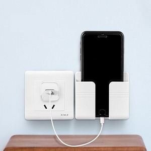 Phone Stand Holder: 3pcs Wall Mount Phone Holder White Punch Free Wall Mobile Phones Charging Stand Lazy Sticky Remote