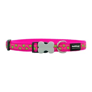 Dog Leash Collars: Dog Collar by Red Dingo Stars Pink by Red