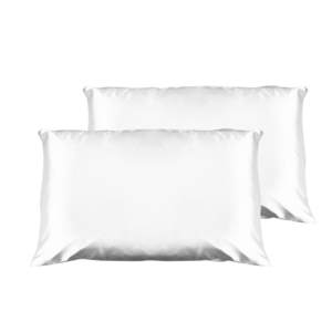 Luxury Satin Pillowcase Twin Pack Size with Gift Box Luxury - White