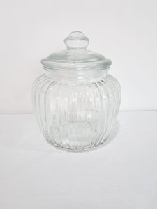 Glass Lolly Jar Ribbed Small