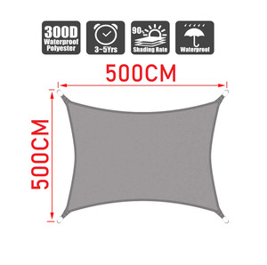 Outdoor Furniture: Sun Shade Sail 5x5M Grey Sunshade Cloth Waterproof