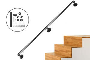 Fixtures Fittings: Industrial Pipe Stair Handrail 210CM