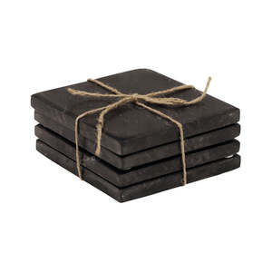 Square Marble Coasters - Black