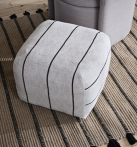 Furniture: Broste Pouf Sigrid Beige Black