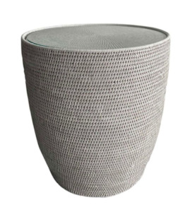 Chairs: Drum Side Table White Glass Top