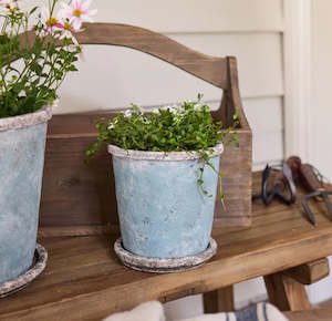 Outdoor: Sea Blue Pot and Saucer Small