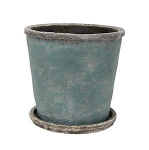 Outdoor: Sea Blue Pot and Saucer Large