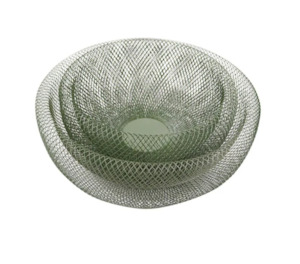 Home Decor: Wide Mesh Bowl Set/2 - Green
