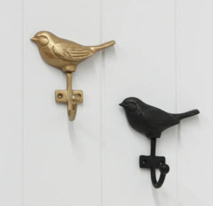 Wall Art: Birdie Iron Wall Hook Gold