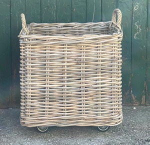 Lighting: Medium Square Cane Basket on Wheels