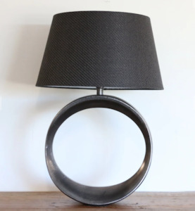 Orb Lamp Base with charcoal drum shade