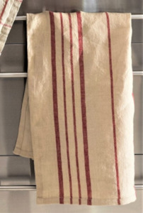 Bed Linen And Towels: Linen Tea towel 55x75cm Red Stripes