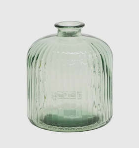 Glassware: Quita Fluted Bottle 18cm - Natural Green