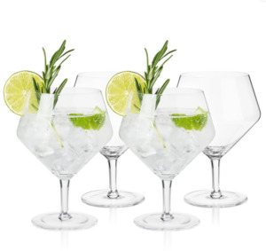 Set 4 Crystal Gin & Tonic Glasses