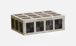 Jewellery: Squared Bone Box White Shagreen