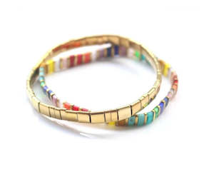 Bracelet - Glass Bead Duo - Rainbow