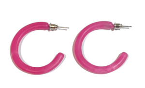 Jewellery: Small Curved Hoop Earring WHITE