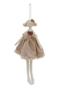 Christmas: Millie Hanging Doll Latte Velvet