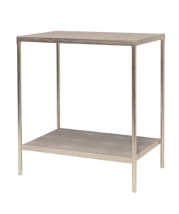 CLARENCE Side Table w/Shelf - Taupe Shagreen