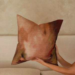 Home Decor: Blush & Pistachio Cushion Cover 50 x 50 Linen