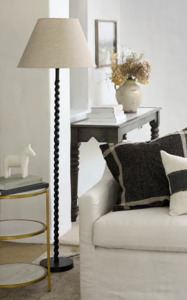 Kitchenware: Twist Floor Lamp Base with Linen Shade 40cm