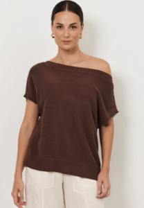 Terrie Angled Neckline Knit top ( chocolate)