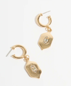 Jewellery: Charm Drop Mini Hoops Gold