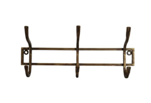 Iron 3 Hook in Antique Brass Finish