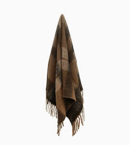 Canopy Plaid Tassel Throw - Beige