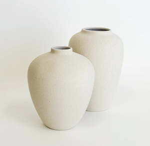 Ivory Textured Orb Flower Vase 18cm