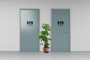 Wall Decal Bathroom Door Signs - We Don't Care - Grafix Wall Art