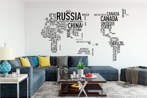 Typographic World Map - Grafix Wall Art