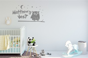 Wall Decal Owls Nest For Boys - Personalised - Grafix Wall Art