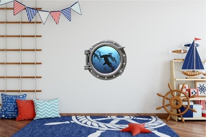 Animals: Wall Decal Porthole - Hammerhead - Grafix Wall Art - New Zealand Made