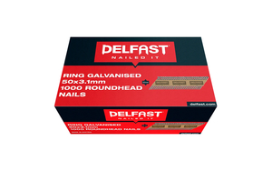 Delfast 50 x 3.1mm Ring Galvanised Round Head Nails + Fuel Pack 1000 Pack - Grandas