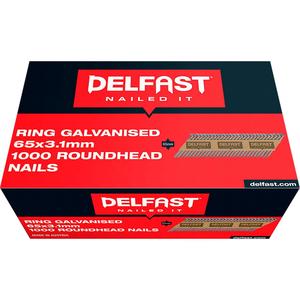 Products: Delfast 65 x 3.1mm Ring Galvanised Round Head Nails 1000 pack - Grandas