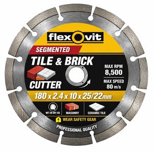 SEGMENTED 180 x 2.4 x 10 x 25/22mm TILE & BRICK CUTTER FLEXOVIT - Grandas