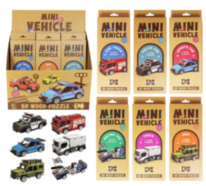 Wooden 3D Puzzle - Mini Vehicle Assortment