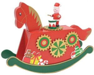 All: Wooden Musical Christmas Decoration - Rocking Horse