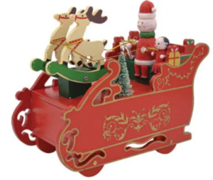 Wooden Musical Christmas Decoration - Santas Sleigh