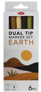 7 Dollar Deals: Jasart Dual Tip Marker Set - Earth (6)
