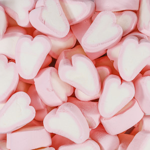 Pink Lollies: Large Mallow Hearts 200g