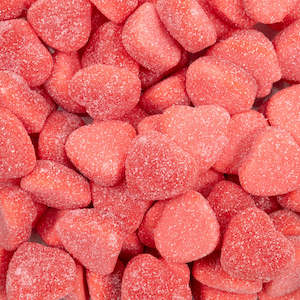 Red: Sour Strawberry Filled Hearts 100g