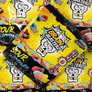 Sour Lollies: Brain Blasterz Sour Wormz Bag 100g