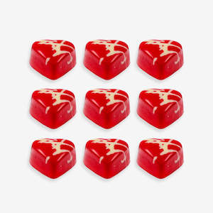White Chocolate: Strawberry Heart Red/White (Single Chocolate)