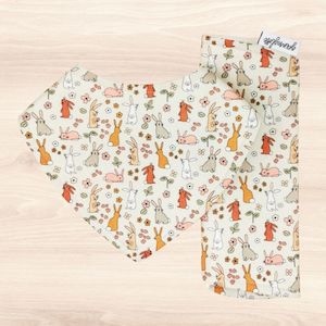 All: Bunnies & Flowers Dribble Bib & Bunnies & Flowers Burp Cloth