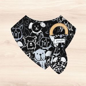 All: Sketchy Dogs Dribble Bib & Sketchy Dogs Teething Ring