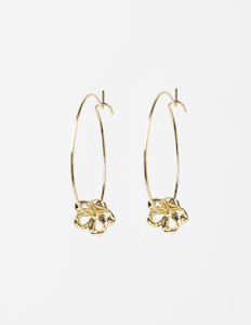 Earring Gold Hoop Flower Pendant - Grant Bros