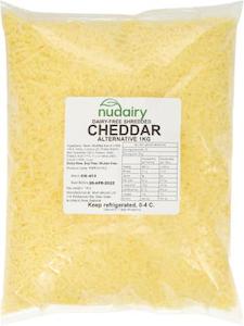 Products: NuDairy Shredded Dairy-Free CHEDDAR Alternative - Bulk (1kg) - Available March 4th