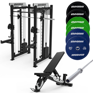Smith Machine Package with Adjustable Bench and Plates Set